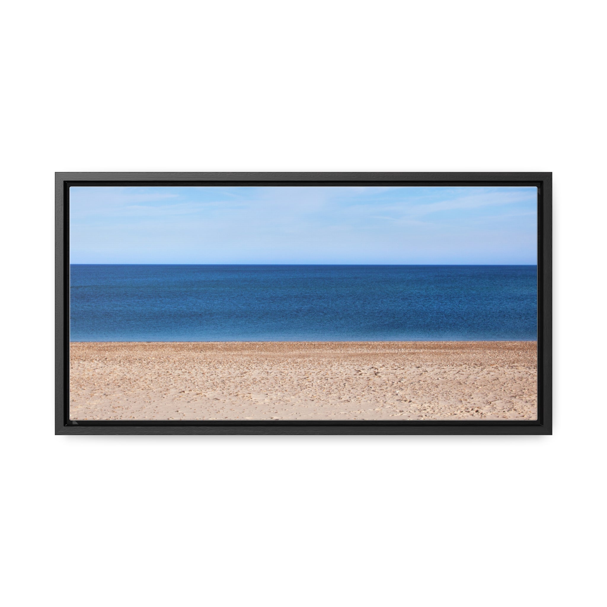 Quiet Beach Framed Gallery Canvas Wall Art Print Sky Water Sand Beach House Decor Gift Blue Ocean View