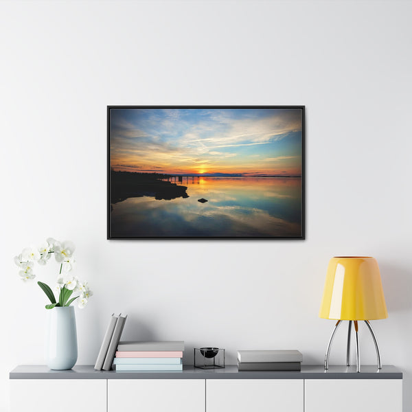 Sunset Barnstable Harbor Framed Canvas Art Print Cape Cod Photography Beach House Decor