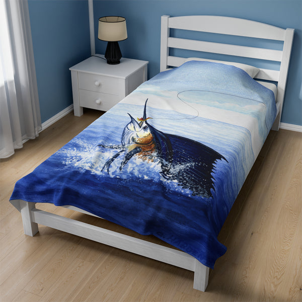 Leaping Sailfish Velveteen Plush Blanket