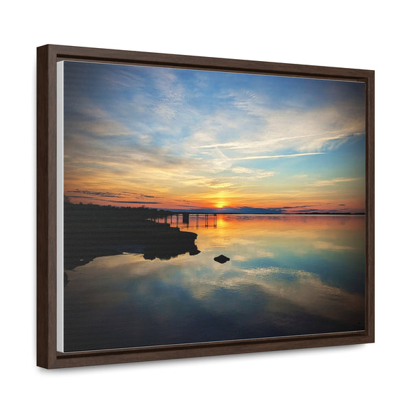 Sunset Barnstable Harbor Framed Canvas Art Print Cape Cod Photography Beach House Decor