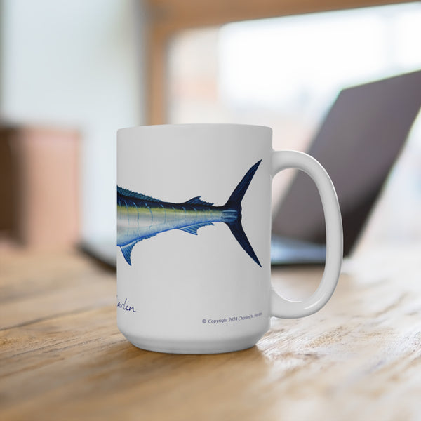 Blue Marlin Fish Art Coffee Mug 15oz Great Gift for Fishermen and Fishing Fans