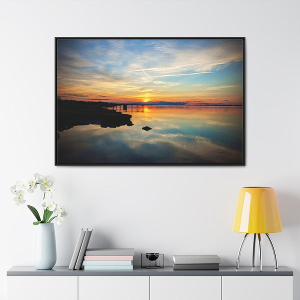 Sunset Barnstable Harbor Framed Canvas Art Print Cape Cod Photography Beach House Decor