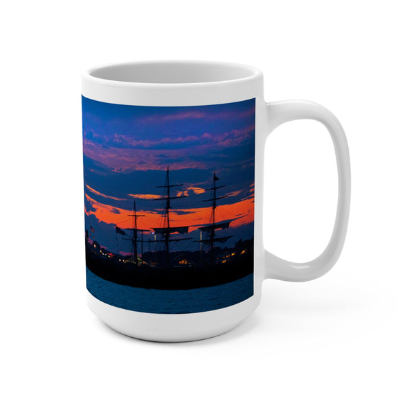 Provincetown Tower Scenic Sunset Mug Square Rigged Ship Docking - 15oz