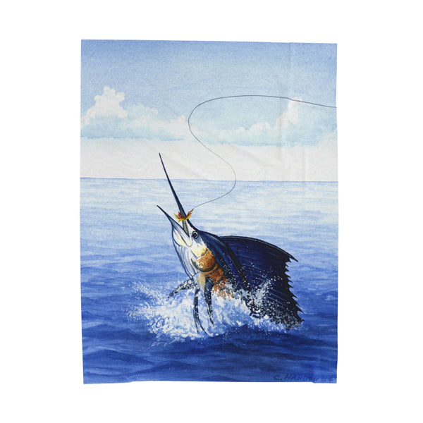 Leaping Sailfish Velveteen Plush Blanket