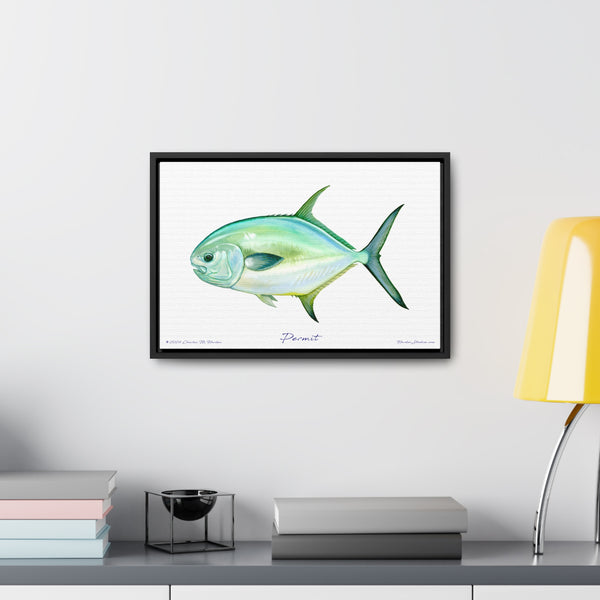 Framed Permit Canvas Fish Fishing Wall Art Print with Free Shipping