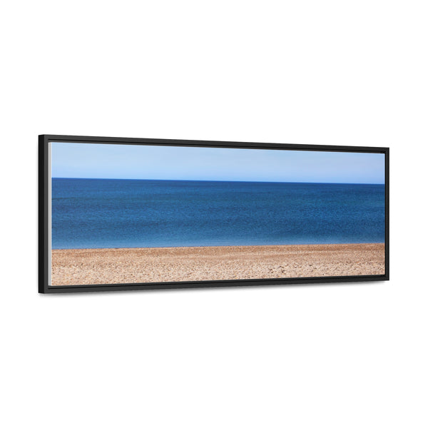 Quiet Beach Framed Gallery Canvas Wall Art Print Sky Water Sand Beach House Decor Gift Blue Ocean View