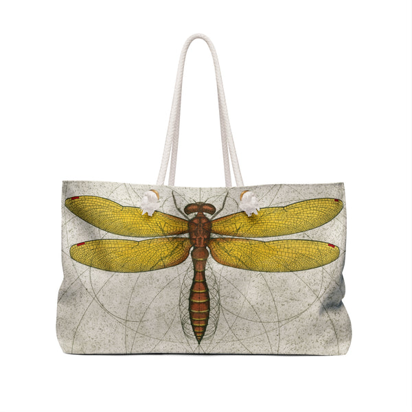 Dragonfly Weekender Tote Bag, Eastern Amberwing Odonata, Vintage-Style Bag