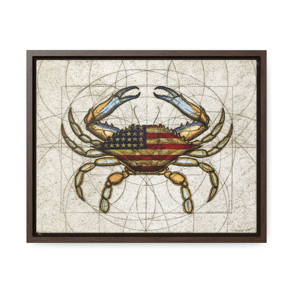 Framed 4th of July Crab Canvas Wall Art Print Patriotic Decor - Free Shipping