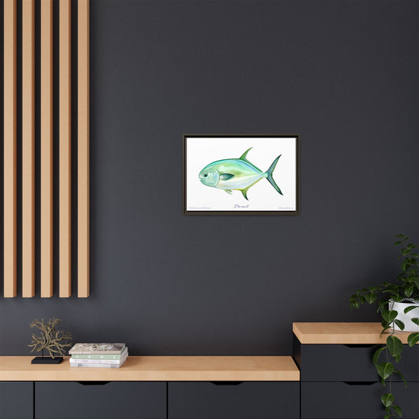 Framed Permit Canvas Fish Fishing Wall Art Print