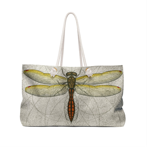 Dragonfly Weekender Tote Bag Golden Winged Skimmer Odonata Vintage-Style Design