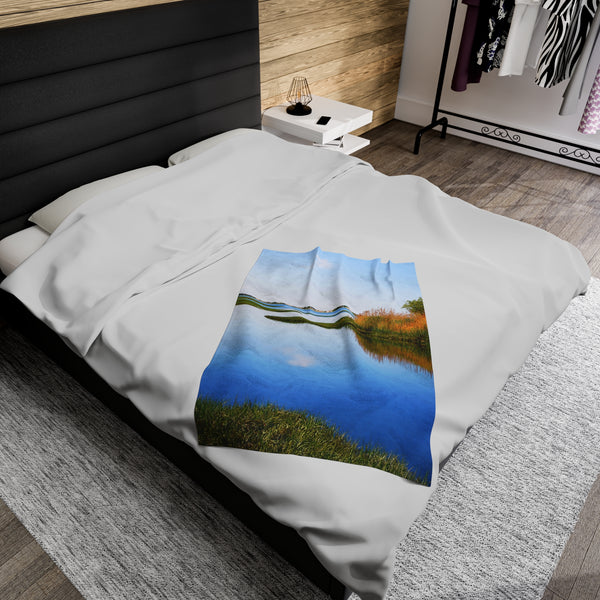 Barnstable Harbor Marsh Creek Scene Velveteen Plush Blanket