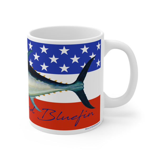 Patriotic Bluefin Tuna Fishing Mug with American Flag 11oz