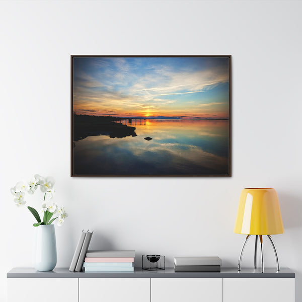 Sunset Barnstable Harbor Framed Canvas Art Print Cape Cod Photography Beach House Decor