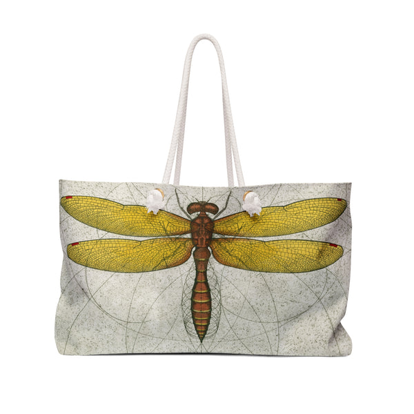 Dragonfly Weekender Tote Bag, Eastern Amberwing Odonata, Vintage-Style Bag