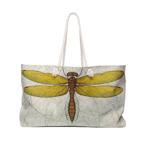 Dragonfly Weekender Tote Bag, Eastern Amberwing Odonata, Vintage-Style Bag