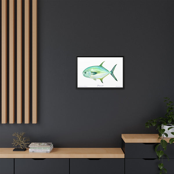 Framed Permit Canvas Fish Fishing Wall Art Print