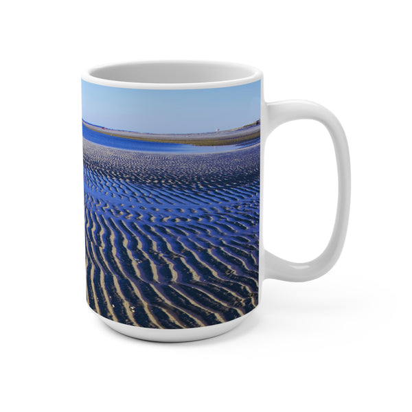 Serene Sand Flats Beach 15oz Mug | Coastal Decor for Ocean Lovers