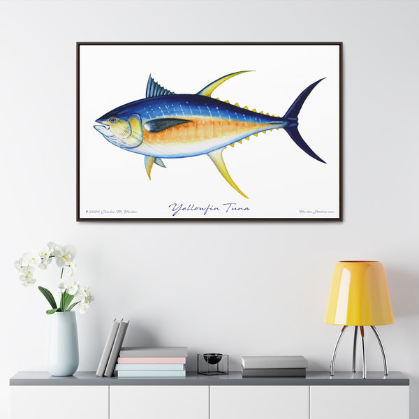 Framed Yellowfin Tuna Canvas Fish Fishing Wall Art Print Free Shipping