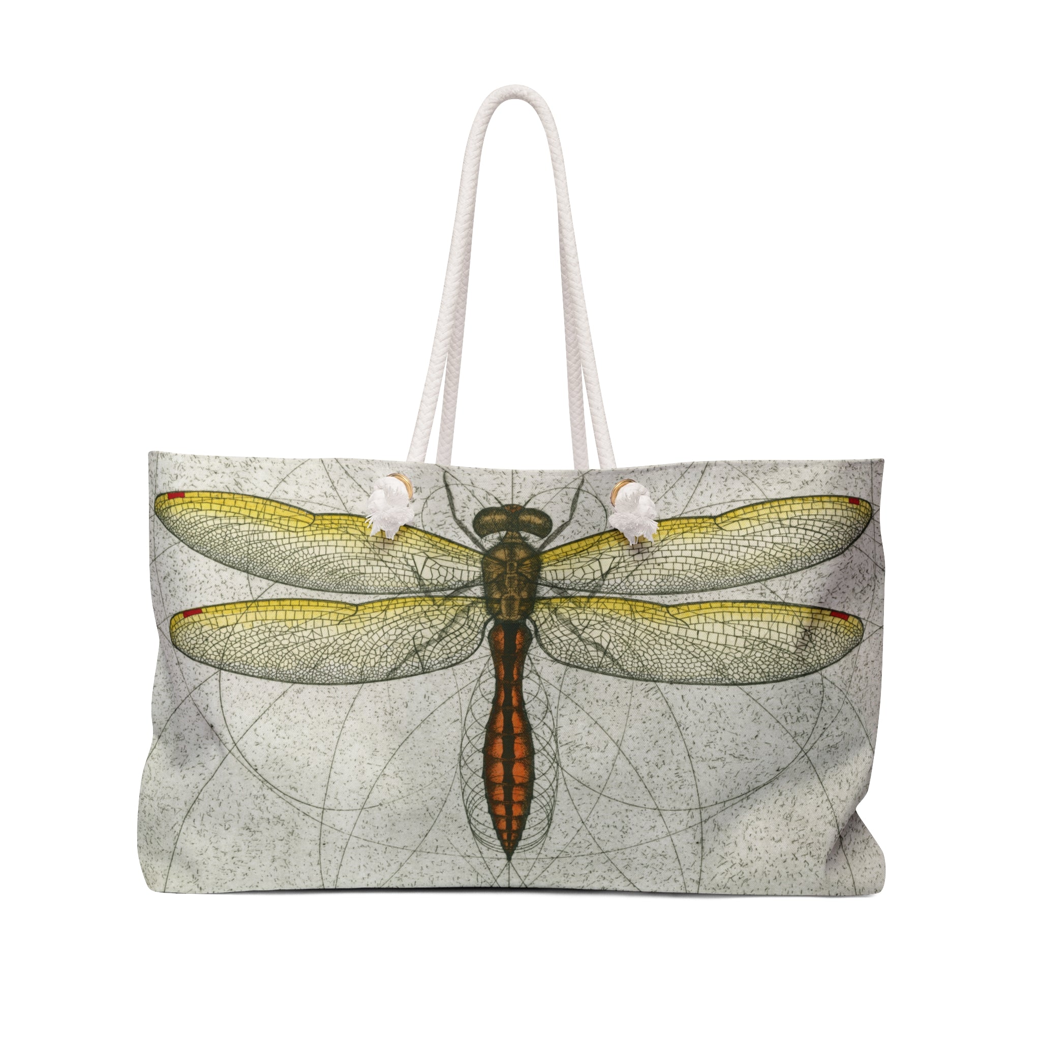 Dragonfly Weekender Tote Bag Golden Winged Skimmer Odonata Vintage-Style Design