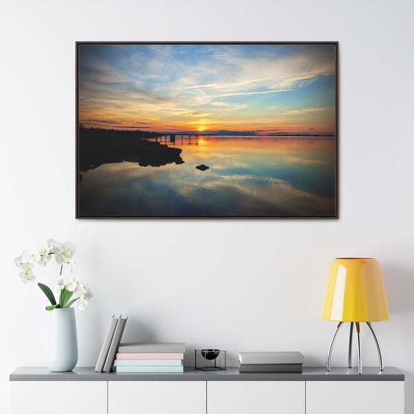 Sunset Barnstable Harbor Framed Canvas Art Print Cape Cod Photography Beach House Decor