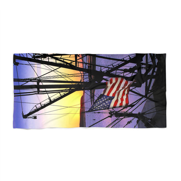 Patriotic Fishing Boat Beach Towel