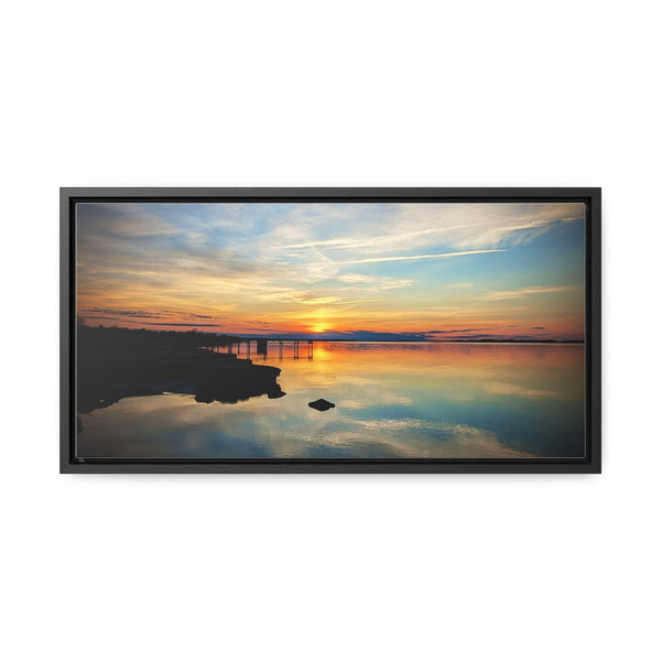 Sunset Barnstable Harbor Framed Canvas Art Print Cape Cod Photography Beach House Decor