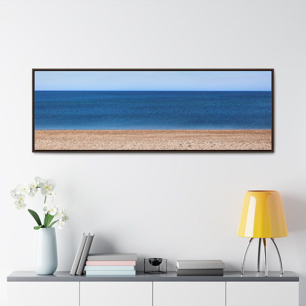 Quiet Beach Framed Gallery Canvas Wall Art Print Sky Water Sand Beach House Decor Gift Blue Ocean View