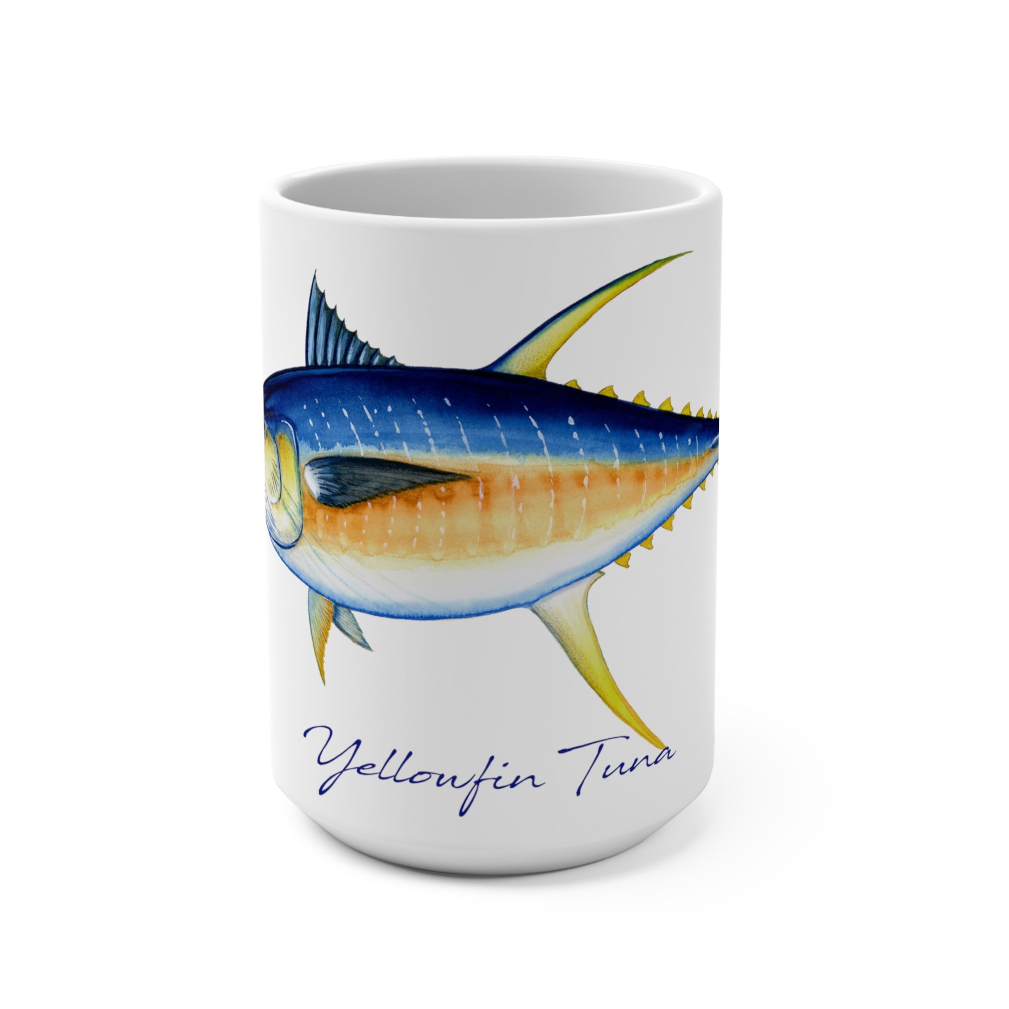 Yellowfin Tuna Fish Art Coffee Mug 15oz Great Gift for Fishermen and Fishing Fans