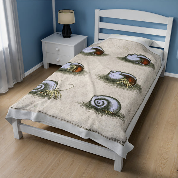 Hermit Crab Duck and Cover Velveteen Plush Blanket