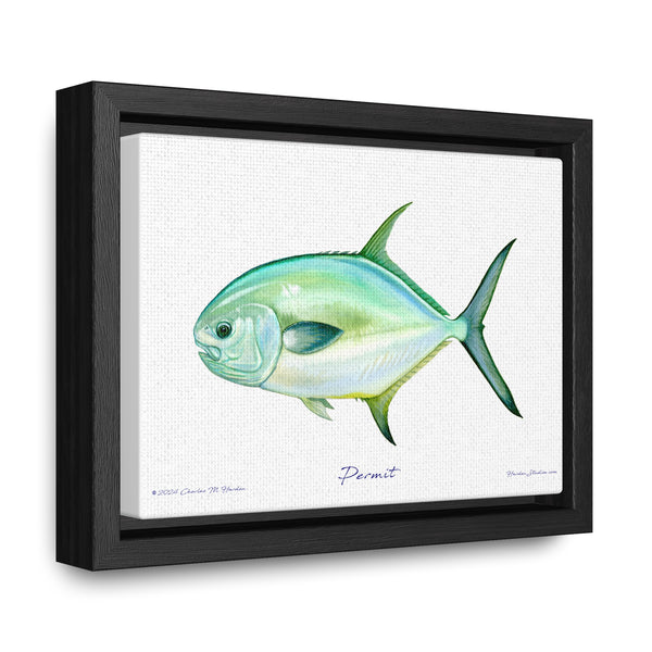 Framed Permit Canvas Fish Fishing Wall Art Print with Free Shipping