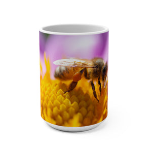 Colorful Honey Bee Dahlia Flower Mug 15oz - Nature Lover Gift