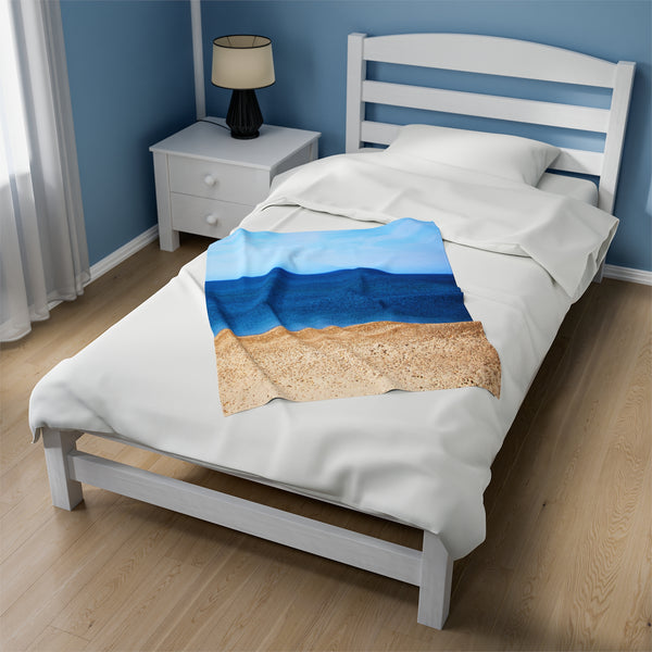 Sand Sky and Ocean Velveteen Plush Blanket