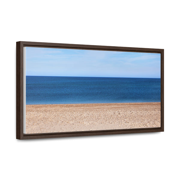 Quiet Beach Framed Gallery Canvas Wall Art Print Sky Water Sand Beach House Decor Gift Blue Ocean View