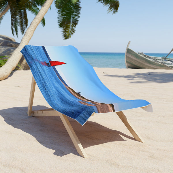 Red Sail Catboat Sandy Neck Beach Towel