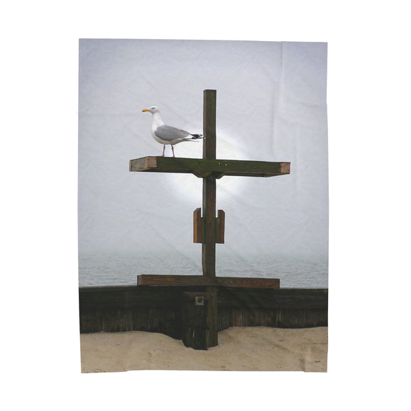 Christian Gift Seashore Seagull Velveteen Plush Blanket