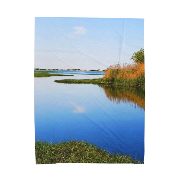 Barnstable Harbor Marsh Creek Scene Velveteen Plush Blanket