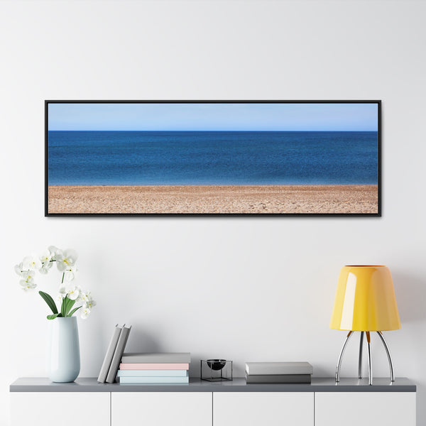 Quiet Beach Framed Gallery Canvas Wall Art Print Sky Water Sand Beach House Decor Gift Blue Ocean View