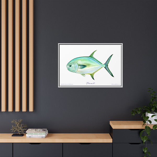 Framed Permit Canvas Fish Fishing Wall Art Print