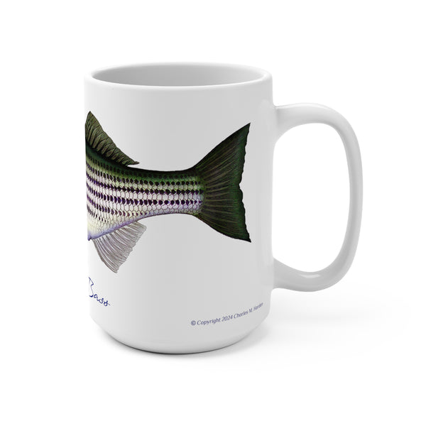 Striped Bass Fish Art Coffee Mug 15oz Great Gift for fishermen and Fishing Fans