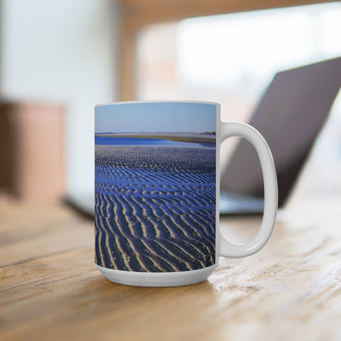 Serene Sand Flats Beach 15oz Mug | Coastal Decor for Ocean Lovers