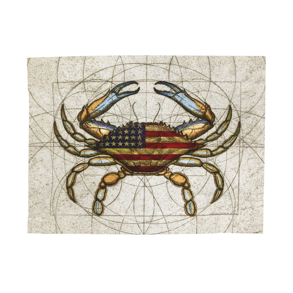 4th of July Patriotic Crab Velveteen Plush Blanket