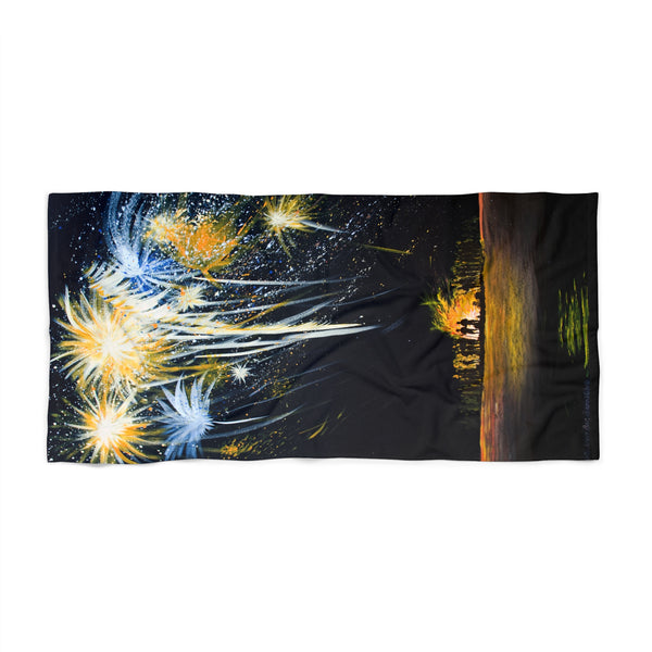 West Bar Fireworks Bonfire Beach Towel 4th of July Party Barnstable Sandy Neck Beach Cape Cod