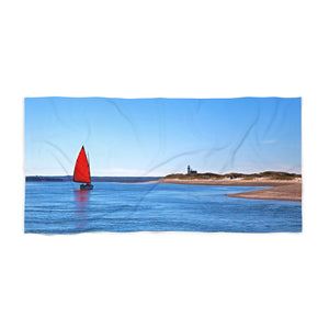 Red Sail Catboat Sandy Neck Beach Towel