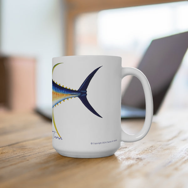 Yellowfin Tuna Fish Art Coffee Mug 15oz Great Gift for Fishermen and Fishing Fans