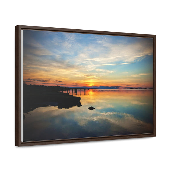 Sunset Barnstable Harbor Framed Canvas Art Print Cape Cod Photography Beach House Decor