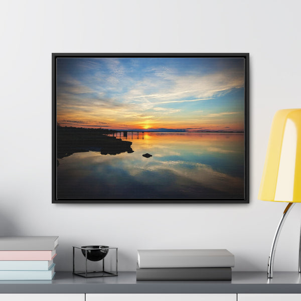 Sunset Barnstable Harbor Framed Canvas Art Print Cape Cod Photography Beach House Decor