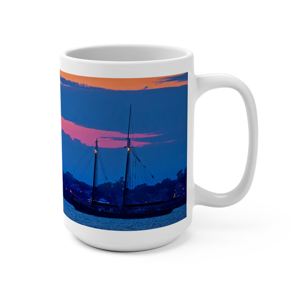 Provincetown Sunset Harbor Scene Mug - 15oz Coffee Cup for Ptown Lovers with Hindu and Square Rigger