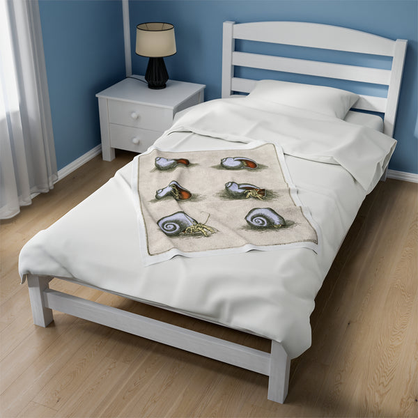 Hermit Crab Duck and Cover Velveteen Plush Blanket