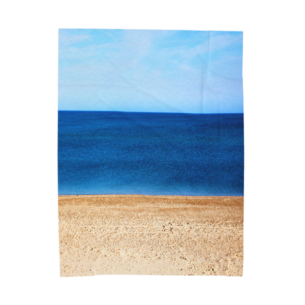 Sand Sky and Ocean Velveteen Plush Blanket