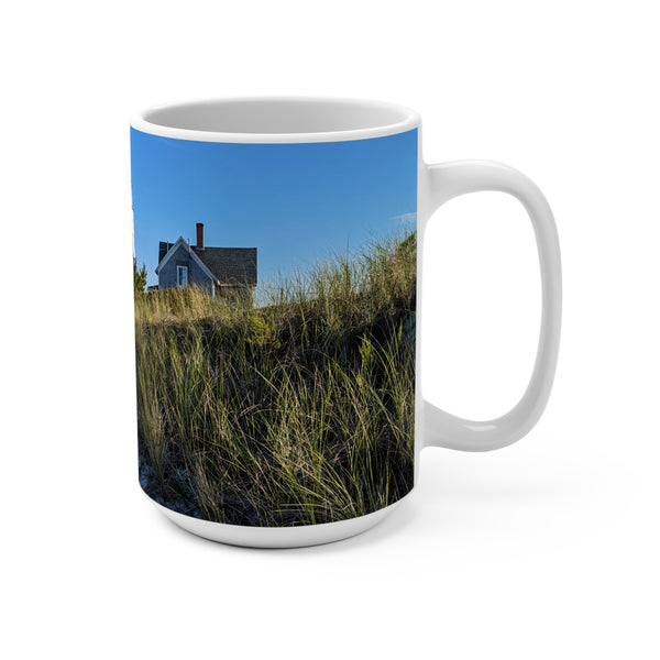 Sandy Neck Lighthouse Trail 15oz Ceramic Mug — Coastal Photo Coffee Cup
